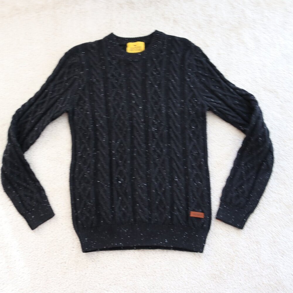 Women’s Black Speckled Cable Knit Crewneck Sweater